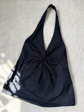Pull&Bear Black Halter Knot Tank Top